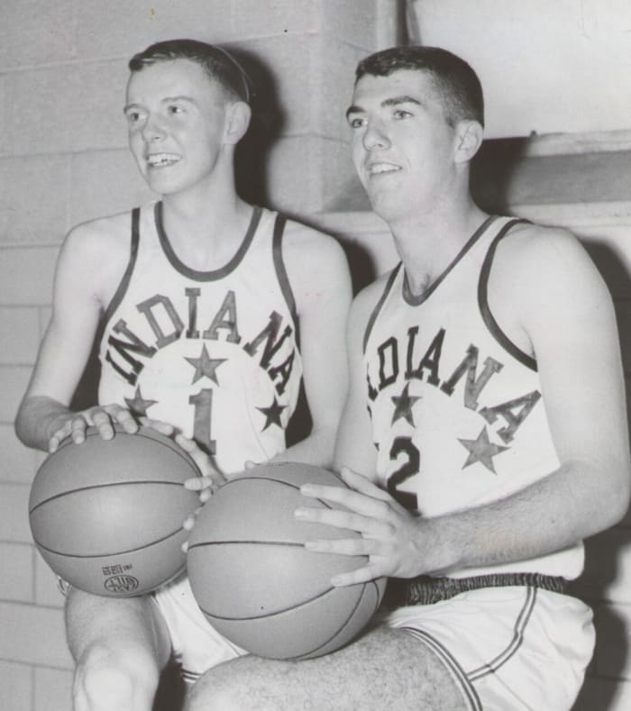 New Castle's Ray Pavy (right) and Kokomo's Jimmy Rayl (left) before the 1959 Indiana-Kentucky All-Star game (Photo courtesy of USA Today Network).
